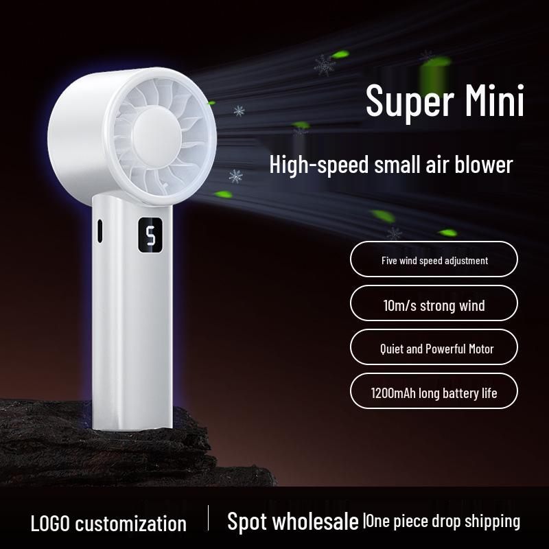 2026 High-Speed Portable Rechargeable Mini Fan with Digital Display 50x40x136mm