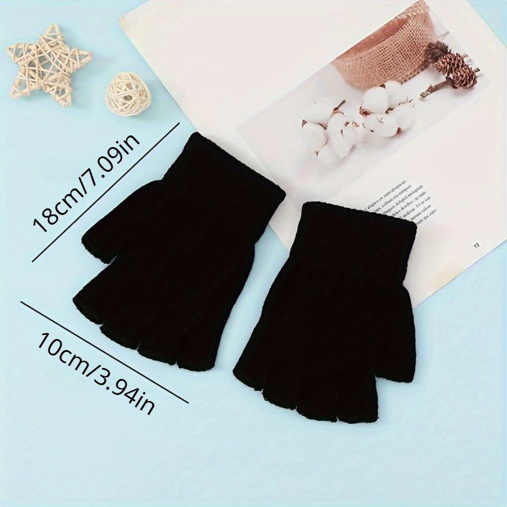 1 Pair Women's Warm And Durable Half Finger Knit Gloves For Cycling