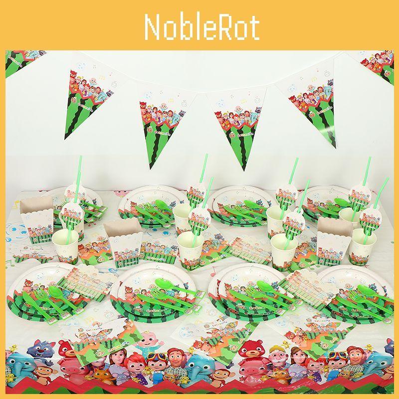 Supplies Party Disposable Tableware Plate Banner Napkin Topper Cake