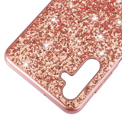 Etui na telefon komórkowy Samsung Galaxy A35 5G, galwanizowana ramka TPU, brokatowe cekiny, tylna obudowa z PC