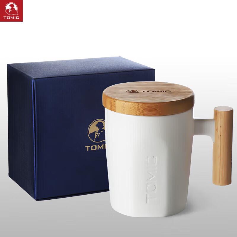 TOMIC Creative Wood Handle Ceramic Mug