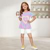 Girls Summer Outfit Short Sleeve Ruffle Hem Top and Shorts Set Lightweight Breathable Two Piece Toddler Clothes