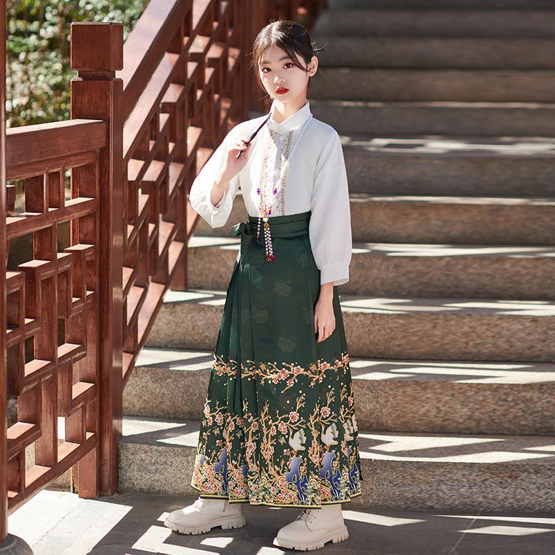 Hanfu für Kinder, Hanfu für Mädchen, chinesischer Stil, verbesserter Anzug mit Pferderock, Frühling, Sommer und Herbst, antiker Stil, Hanfu aus der Ming-Dynastie