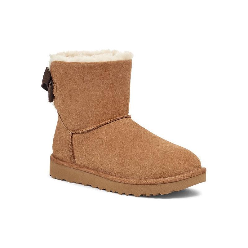 UGG Mini Bailey Suede Bow For 'Chestnut' Women's Sneakers 1153514-CHE