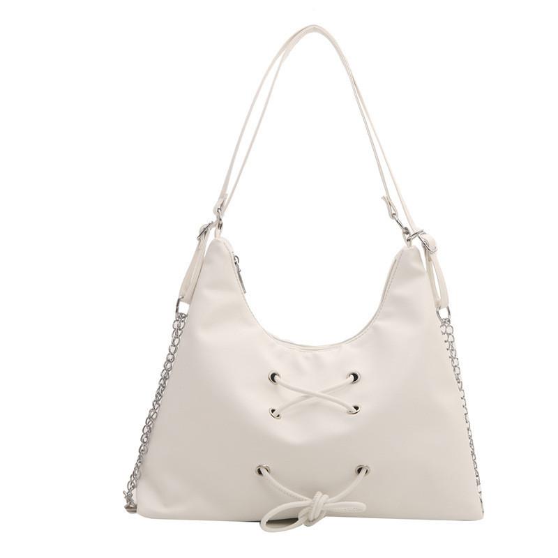 

Модная простая большая сумка-тоут сумка через плечо 2024 лето новая популярная сумка через одно плечо косой ремень белый