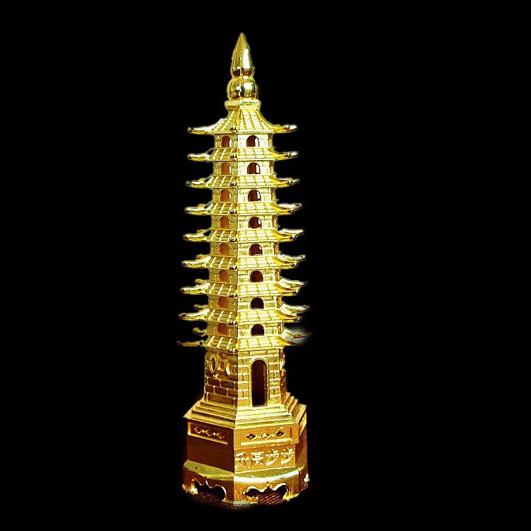 Brass Wenchang Tower Handicraft: 13-story & 9-story Alloy Copper Coin Ornament for Study or Office. 13CM 9-story