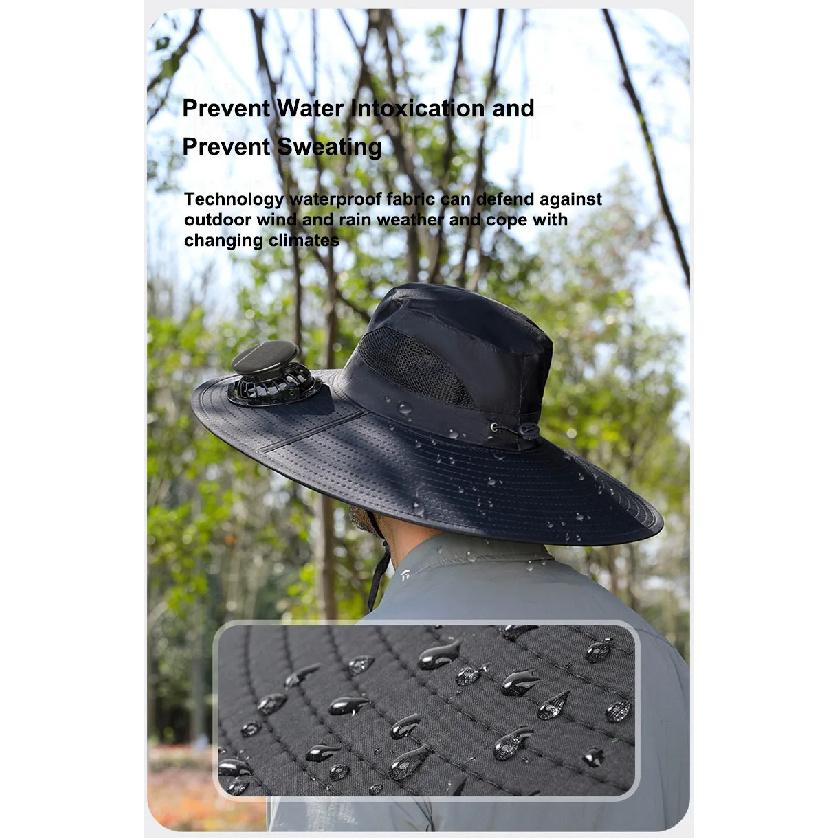 Outdoor solar-powered fan hat, breathable fishing sun hat, with adjustable fan direction and wind speed function