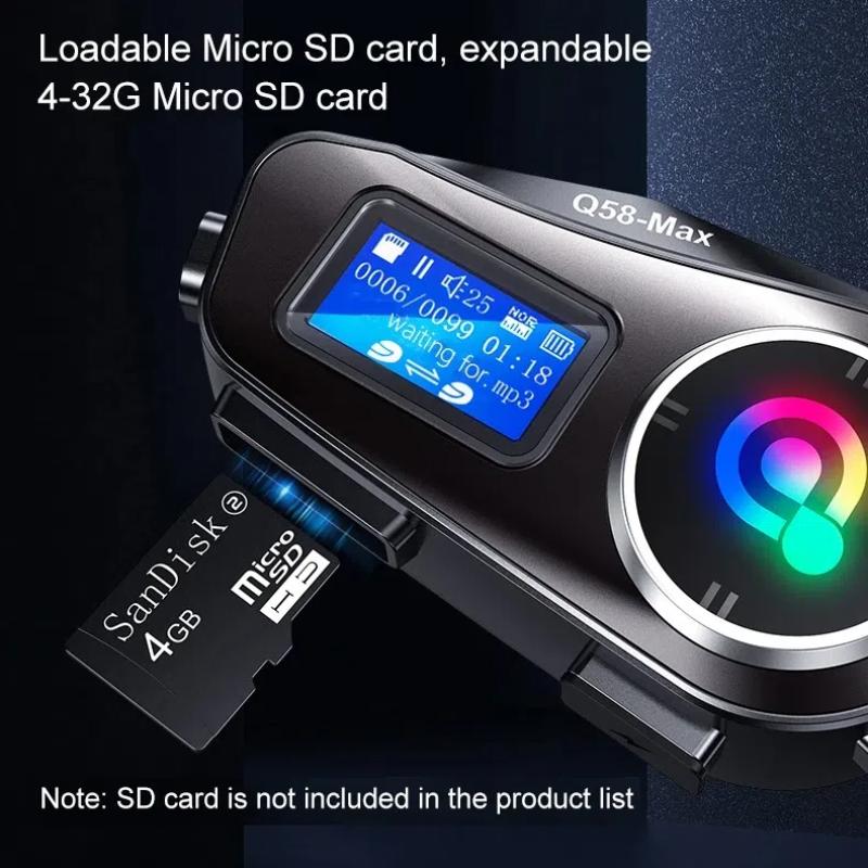 Bluetooth Headset for Motorcycle Helmets, Long Battery Life, Two-Way Intercom, Music Mixing, FM Radio, LCD Display for Cycling