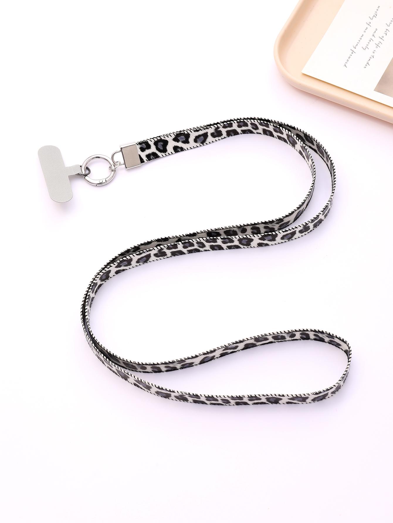 

Cross Border New Leopard Print Leather Mobile Phone Lanyard Single Buckle Leather Rope Hanging Neck Anti Loss Rope With Card Faux Leather