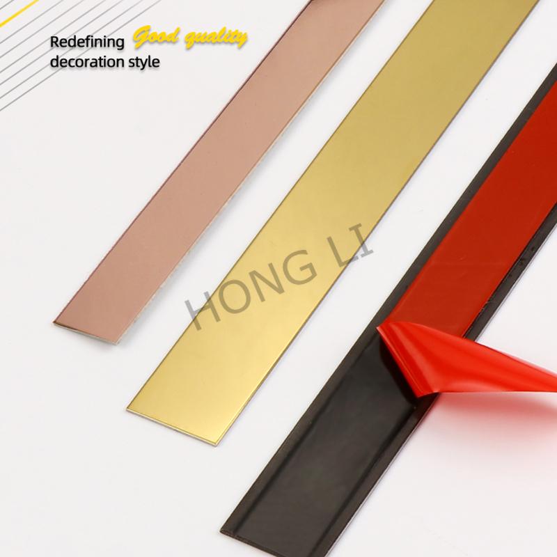 1 Rolle Goldband Edelstahl Flacher Hintergrund Wand Deckenkantenstreifen Aufkleber Wohnzimmer Dekoration Linien Möbelaufkleber