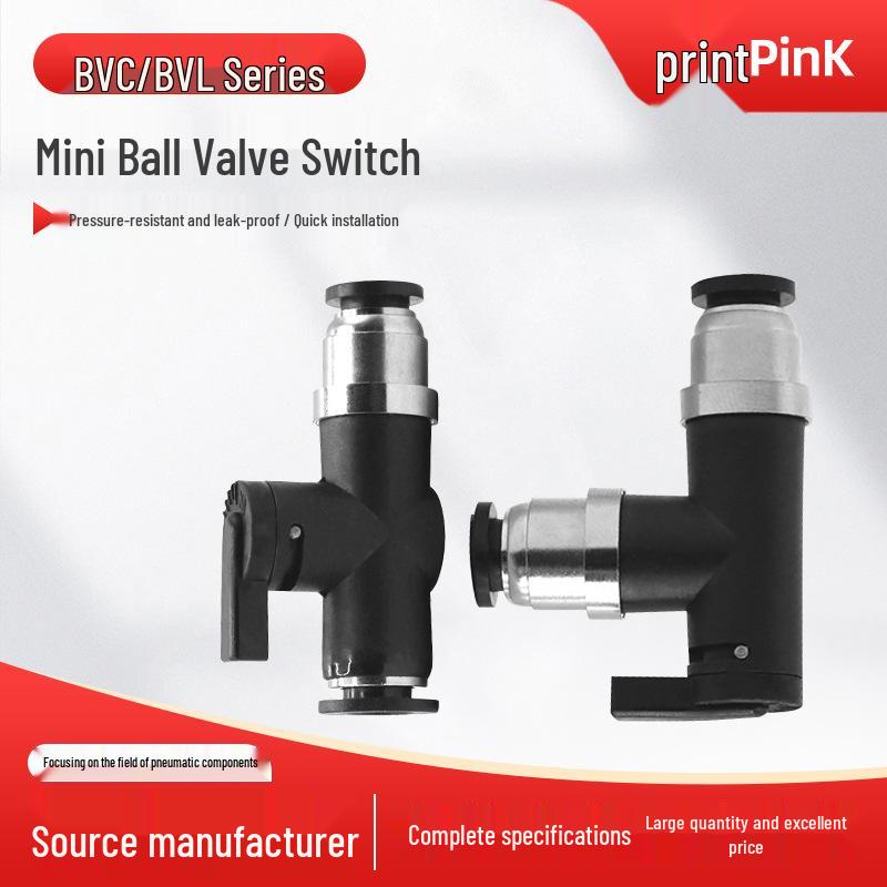 Micro Mini BVC/BVU Quick Connect Air Tube Pneumatic Hand Valve BVC6-M501
