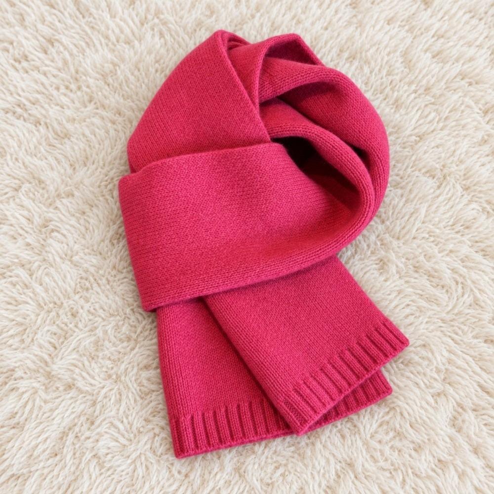 Solid Color Pure Wool Scarf Skin-Friendly Neck Warmer Wrap Wool Knitted Scarf  Autumn Winter