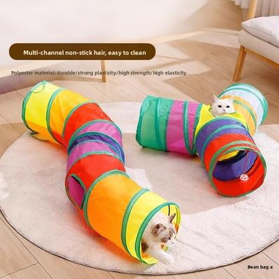 Jouet Tunnel pour Chat Arc-en-ciel, Tunnel pour Animal de Compagnie Chat Chat en Forme de S Piste de Forage Jouet Tunnel pour Chat