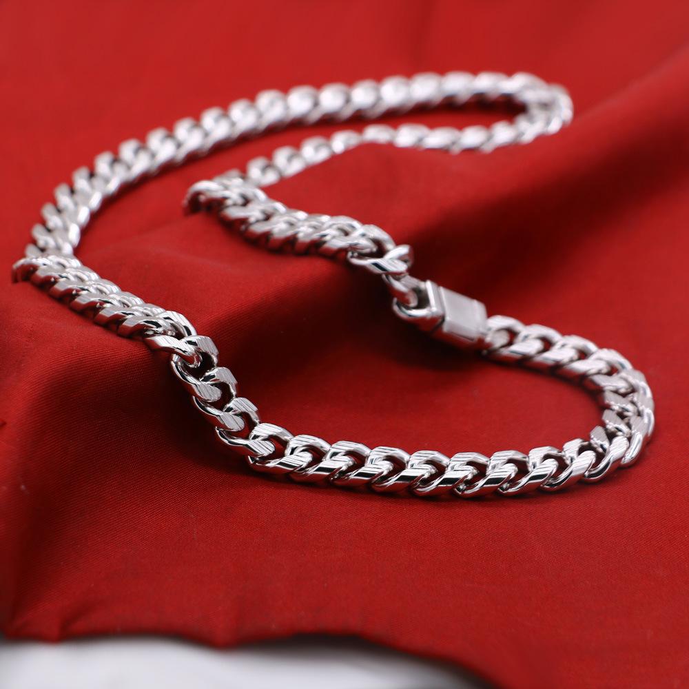 Classic Cuban Horsewhip Men'S Necklace White Copper Thick Rhodium Gold Hip Hop Trendy Men'S Accessories