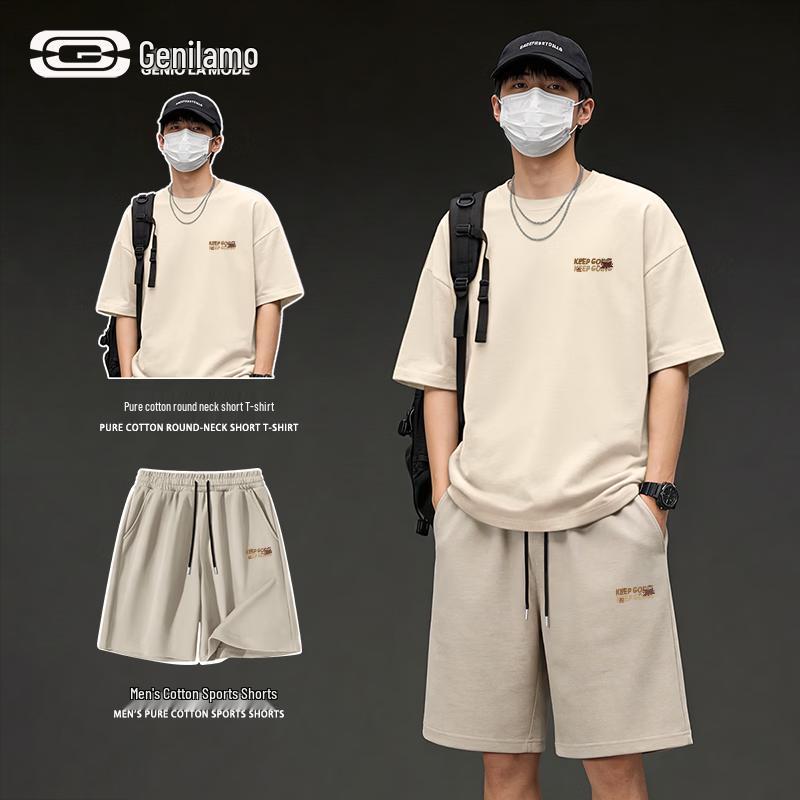 GENIOLAMODE Men's Cotton Casual Sportswear Set