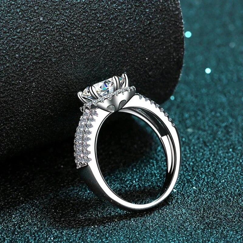 3ct Diamond Moissanite Ring for Women 925 Sterling Silver Band Engagement Wedding Party Luxury Rings with Certificate