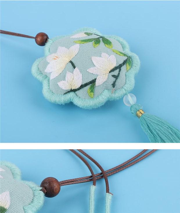 Peace Amulet Embroidery Kit: Beginner's DIY Cross Stitch Sachet Pouch