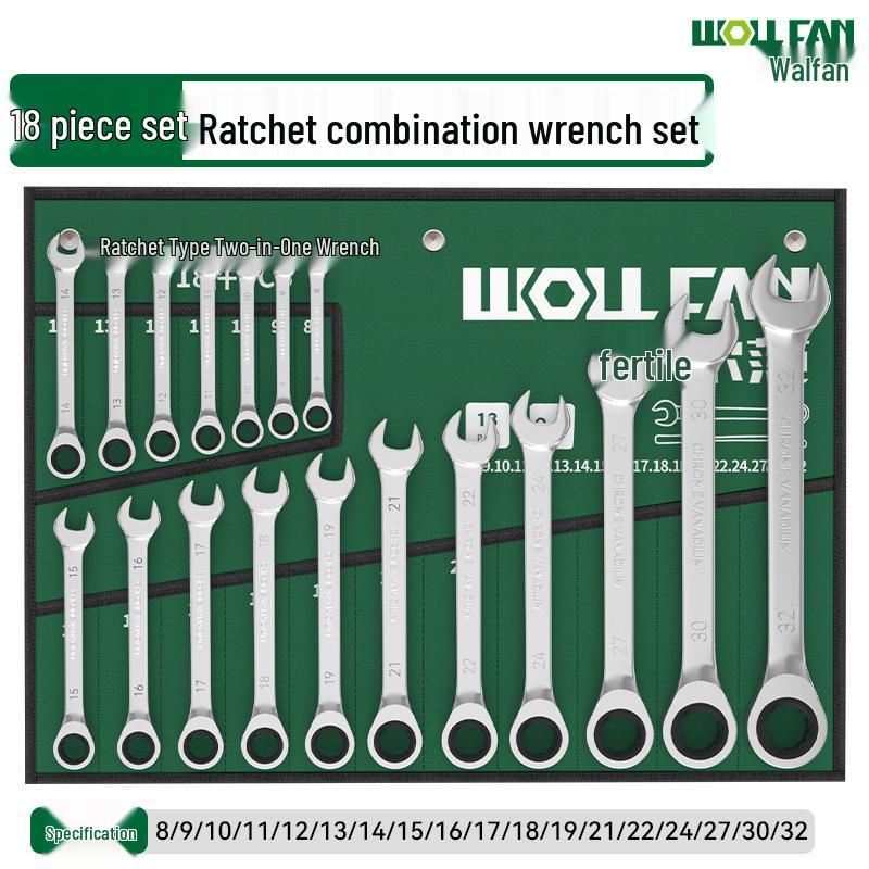 72-Tooth Double-Ended Industrial Grade Ratchet Wrench Set - 14 Pieces with Mirror Finish