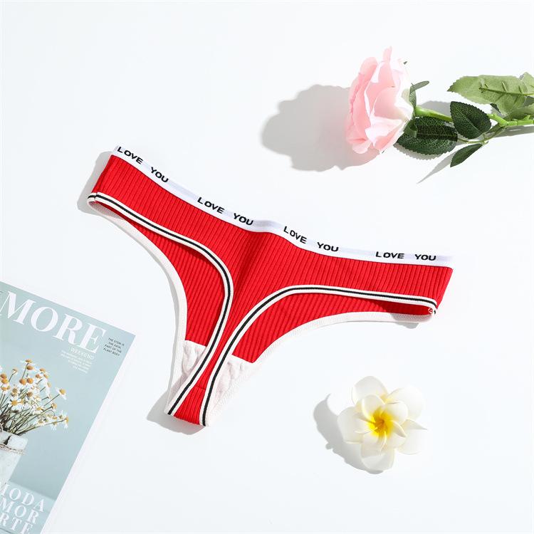 Thong Panties Girls Comfortable Belly Threaded Thong Women'S Low Waist Breathable Pure Cotton Thong