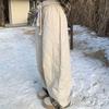 Retro American Winter Plaid-Patchwork Wide-Leg Relaxed Ski Pants - Insulated Casual Cargo Snow Trousers for Cold Weather