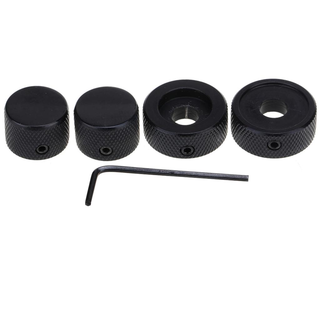 Musiclily Pro Steel Universal Metal Stack Knobs for Electric Black of Guitar/Bass, (Set 2)