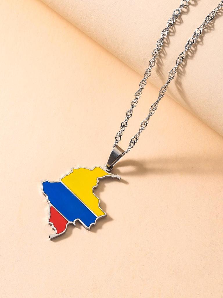 Unisex World Map Jamaica Pendant Necklace
