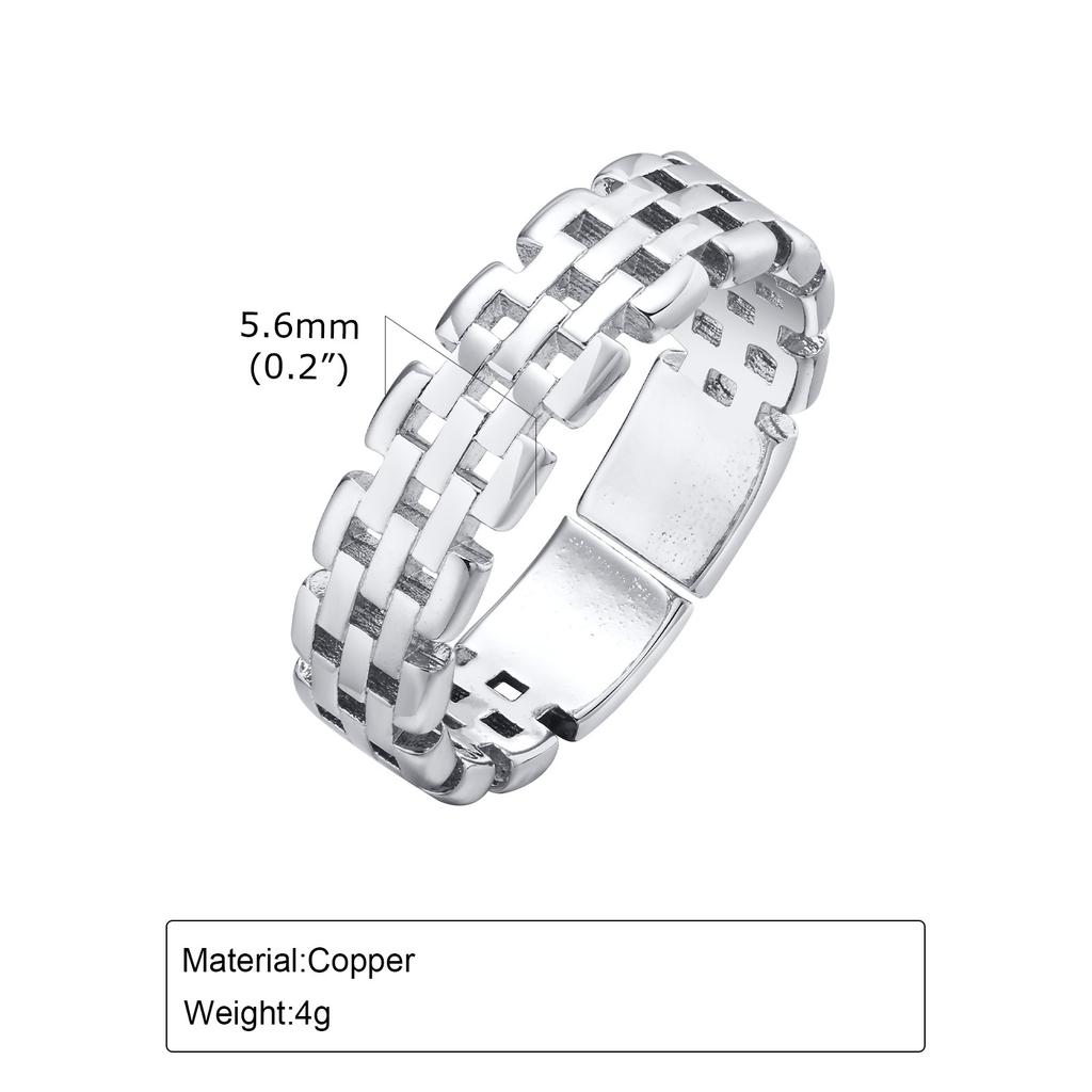 Classic Watch Chain Band Ring for Men Boys,Metal Chain Link Open Free Rings,Rock Punk Jewelry