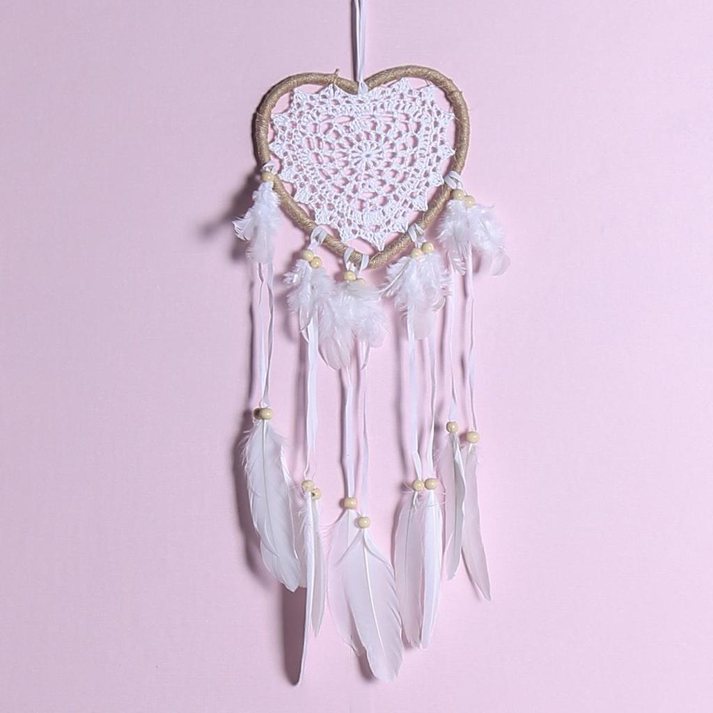 Ręcznie robiony Dziewczęcy Łapacz Snów: Wisząca ozdoba ścienna w kształcie serca na dekorację ślubną