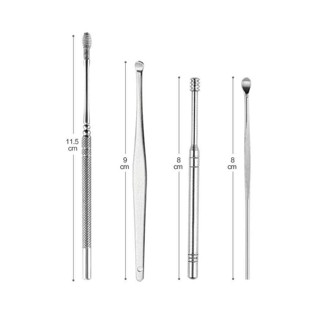 Ear Wax Removal Tool Set Stainless Steel Ear Cleansing Tool Kit with Brush Material Cleaning Brush5 Piece Set