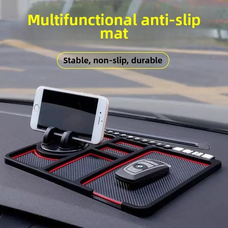 Car Multi-Function Mobile Phone Holder Anti-Slip Pad Temporary Parking Sign Dashboard Four-In-One Automobile Parts Accessories