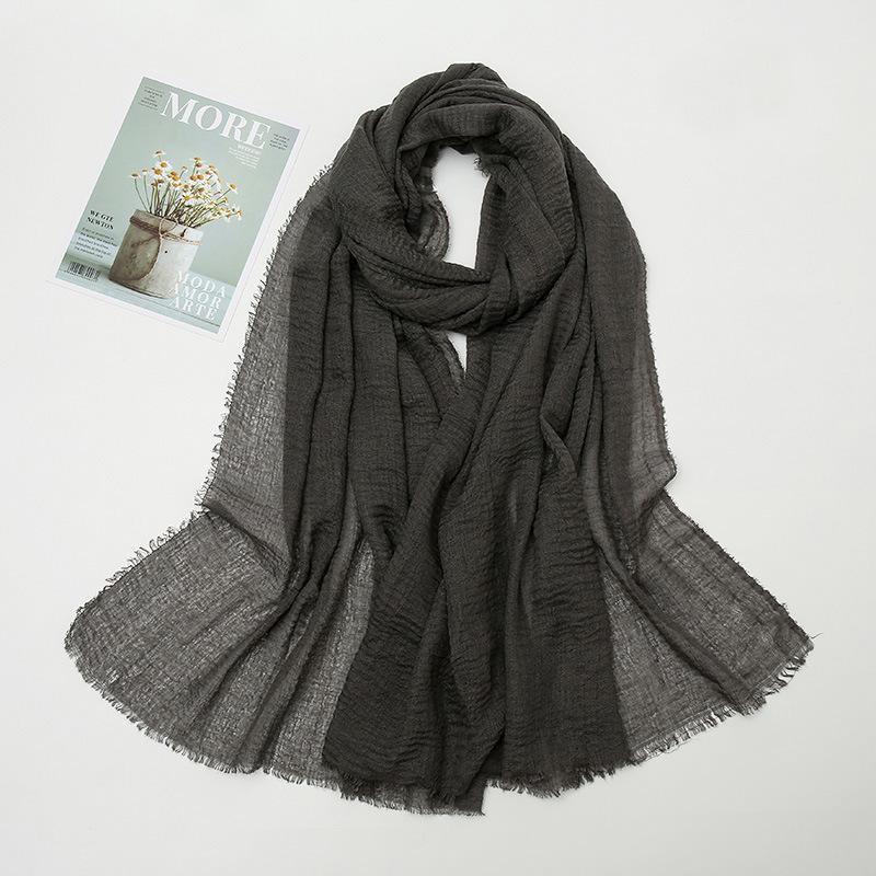 Hot-selling New Simple Solid Color Wrinkled Cotton and Linen Scarf, Soft and Skin-friendly In Winter, Warm Scarf Women