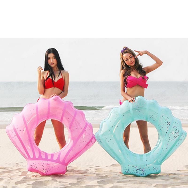 Thickened Adult Inflatable Shell Swim Ring & Lifebuoy Seat Pink