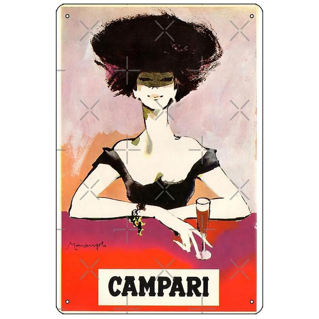 Campari Metal Tin Signs Martini Wall Decoration Plaque Vintage Art Poster Iron Painting for Man Cave Home Cafe Garden Club Bar