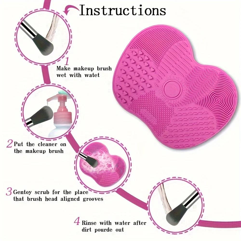 Makeup Brush Cleaning Tools Silicone Scrub Pad with Suction Cup Powder Puff Scrub Pad Beauty Tools Scrub Pad Brush Cleaning Tool