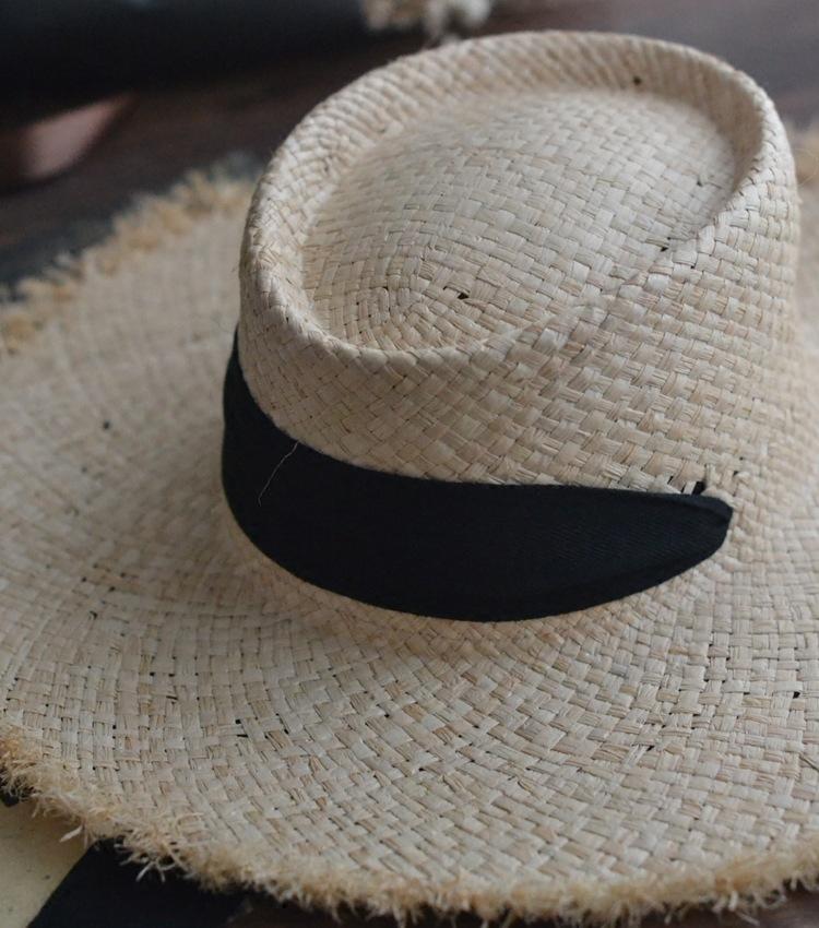 Hongshen Beadh Handmade Raffia Grass Summer Holiday Wide Brim Ribbon Lady Sun Cap Woman Leisure Hat