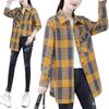Mom's Plaid Cotton Long-Sleeve Shirt: Versatile Spring/Autumn Cardigan for Women's Fashion