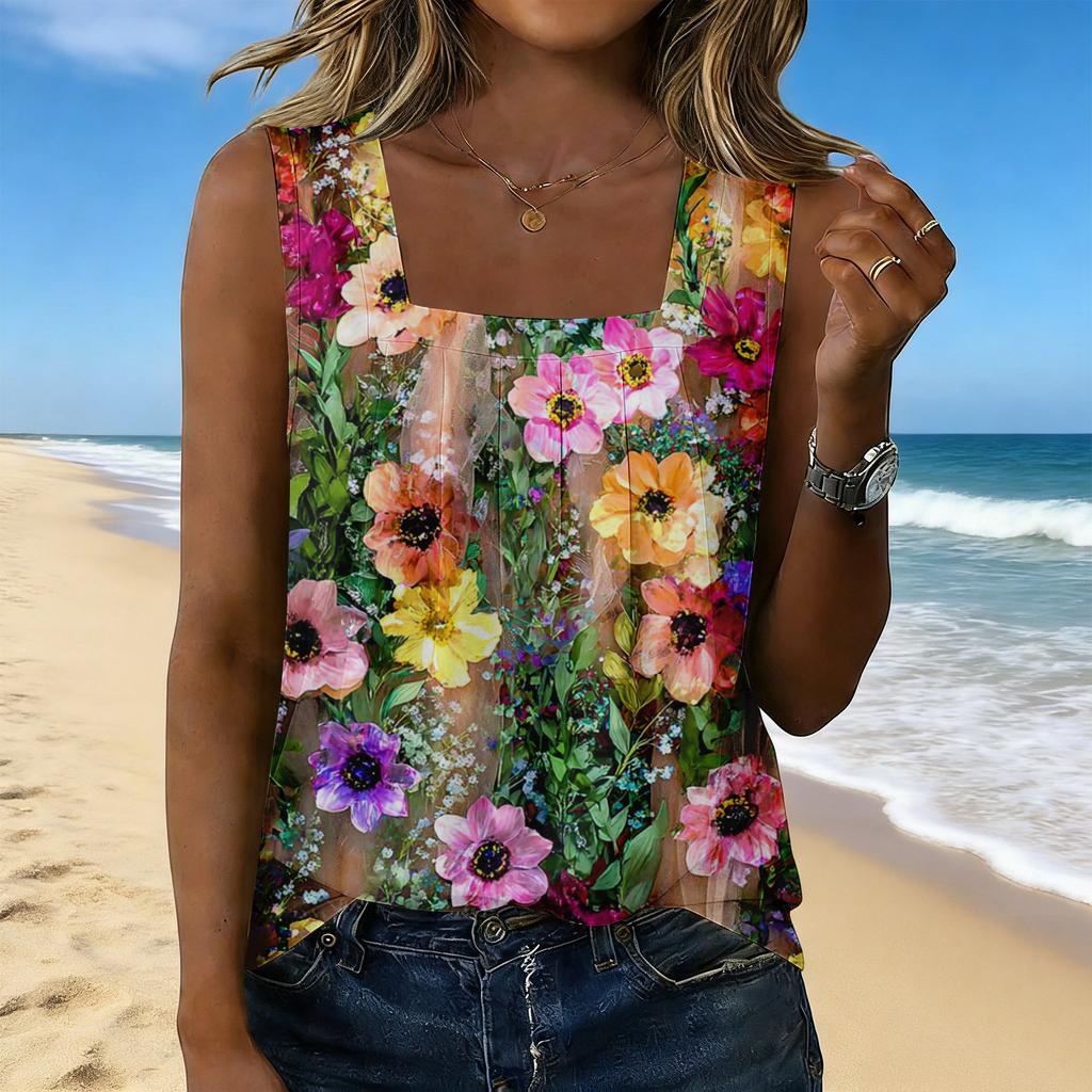 Women's Fashionable Casual Vintage Print Tank Top