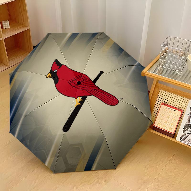 St. Louis Cardinals Print Auto 8?Ribs Folding Umbrella Wind Resistant Lightweight Automatic Umbrella For Daily Travel