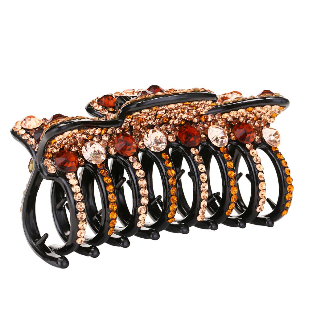 

Заколка для волос в форме листа-чемпиона Модные стразовые заколки для волос Аксессуары для женщин и девушек Стразовое украшение для волос длиной 9 см