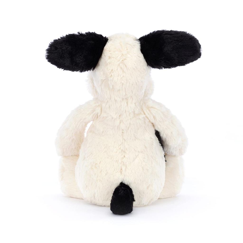 Jellycat Bashful Puppy Medium Plush Sitting Height Black Cream Dog, 20cm, &
