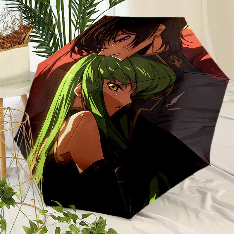 Code Geass Umbrella with Automatic Open/Close & Self-8-Rib Heavy-Duty Umbrella, Compact Travel Umbrella Suitable for Outdoor