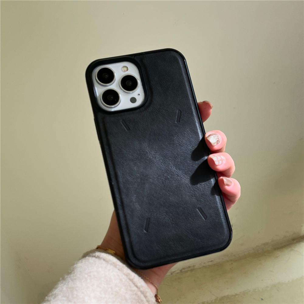 Embossed Solid Color Phone Case for Apple iPhone 15/14/13PRO/16/11 - Large Hole, Soft Shell