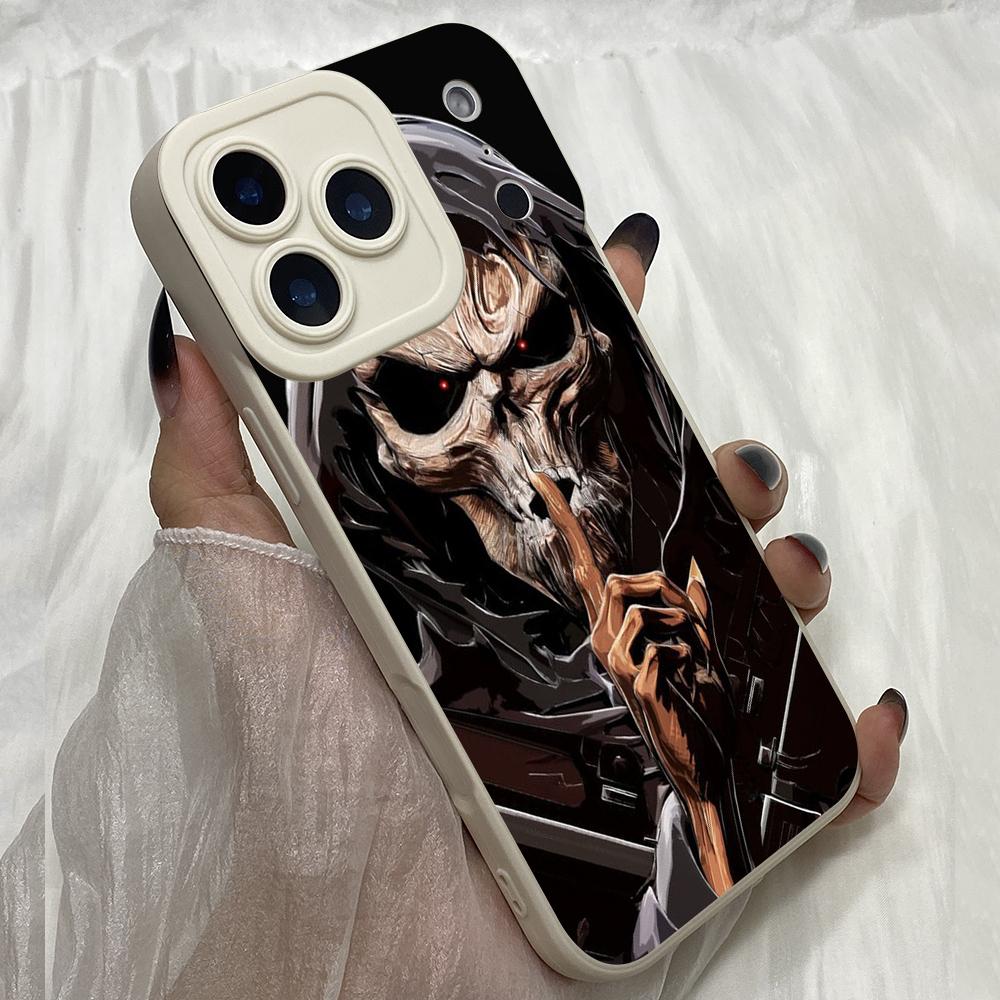 M338 Grim Reaper Skull Skeleton Angel Eyes Soft Phone Case for iPhone Samsung Galaxy Xiaomi Rdemi Huawei Honor Infinix Realme OPPO Vivo All Model Case