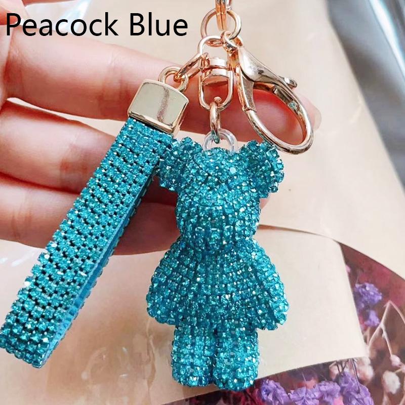 High Quality Animal Rhinestone Keychain Belt Car Key Box Pendant Luxury Rhinestone Bear Bag Keychain Women Bag Pendant Girl