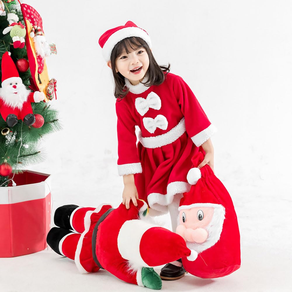 Lalapala Santa Cosplay Christmas Santa Claus Cute and Warm Kids Costume for Girls and Includes Hat and Perfect for Cultural School Stage and Christmas