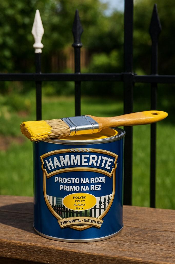 Hammerite Vopsea anti-rugină 0,7l galbenă luciu ridicat, anticorozivă și protectoare pentru metal