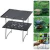 Double Layer Camping Table Metal Alloy Picnics Table Grid & Metal Plate Camping Table Outdoor Camp Storage Rack