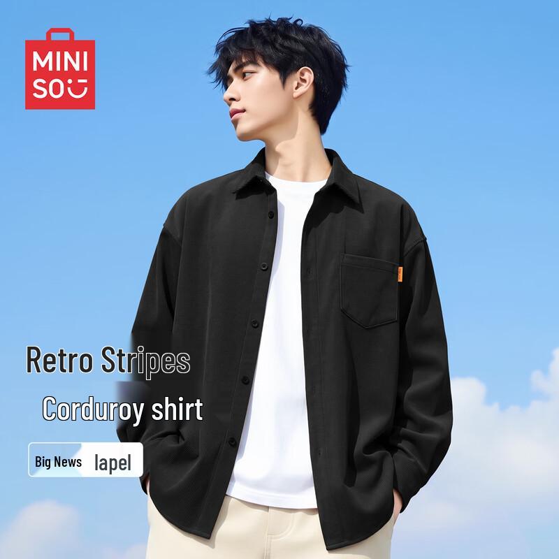 MINISO Men's Corduroy Long Sleeve Shirt Jacket