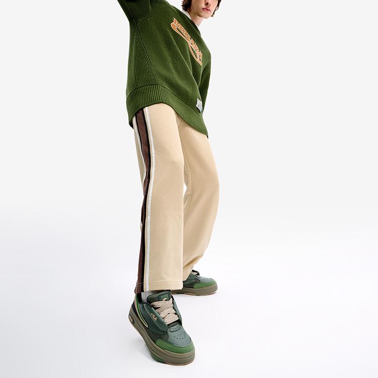 Fila Mix Thyme Thick Sole Wear-Resistant Height-Increasing Low-Top Skate Shoes Men Sneaker Black Green Yellow F12M244201FTM