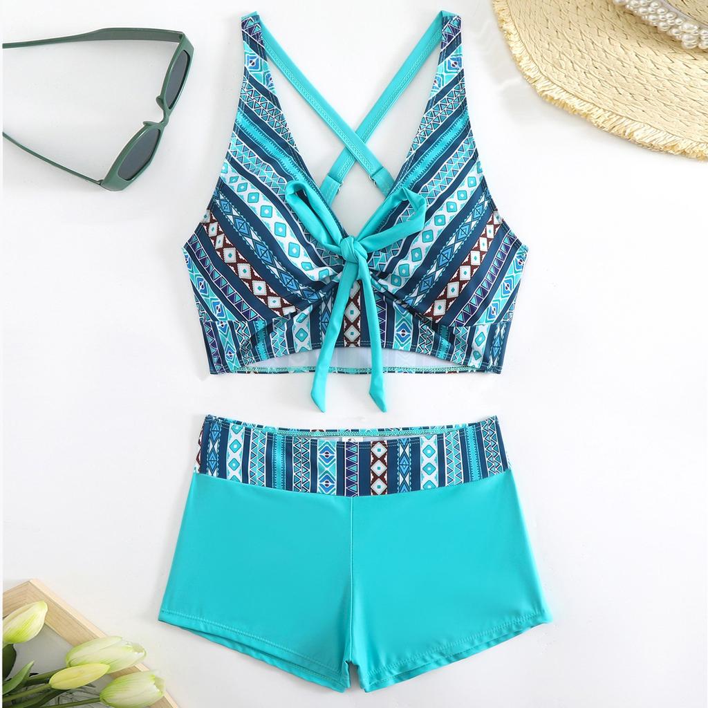 Women's Split Fashion Sexy Bikini Print With Breast Pad Without Steel Bracket Swimsuit